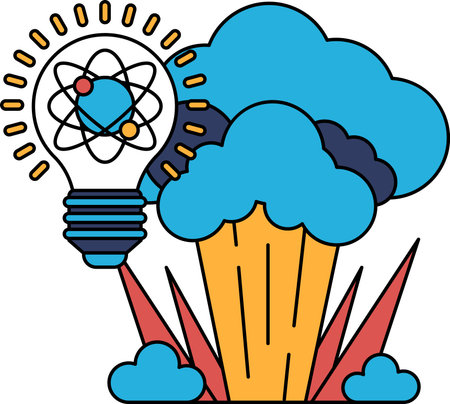 A light bulb is shown with a cloud in the background. The light bulb is a symbol of an idea or a thought, while the cloud represents the potential for that idea to grow and expandのイラスト素材