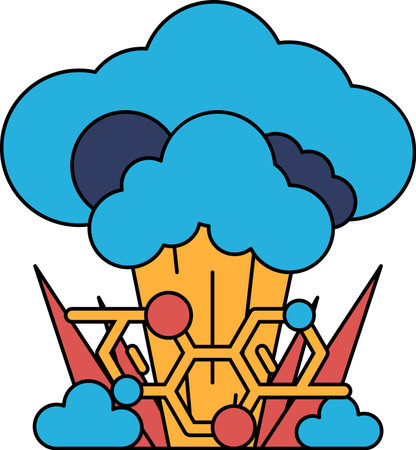 A black and white drawing of a cloud with a white circle in the middle. The circle is labeled "H2O" and the cloud is labeled "H2O" as wellのイラスト素材