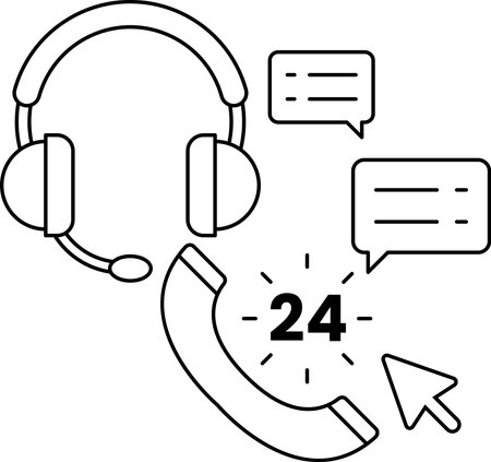A phone with a headset on it and the number 24. The phone is on a white backgroundのイラスト素材