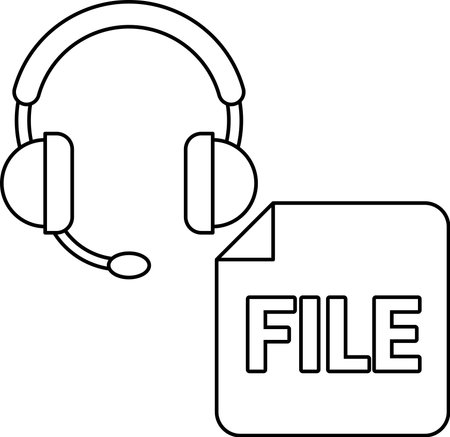 A white background with a headset and a paper with the word file on it. Concept of a person working on a project or task, possibly in a professional settingのイラスト素材