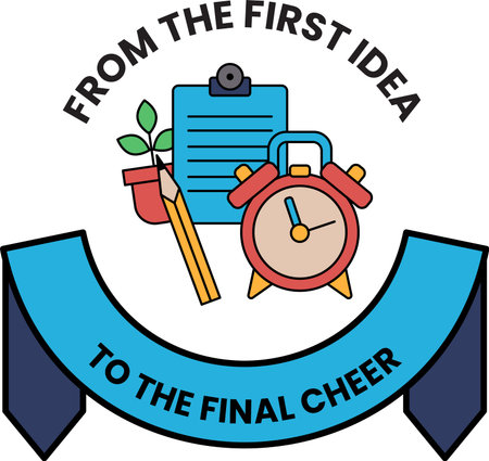 From the first idea to the final cheer. This is a logo for a school or a teamのイラスト素材