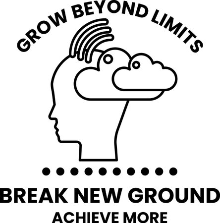 A man's head with a cloud in the background. The text below the image says "Break New Ground"のイラスト素材