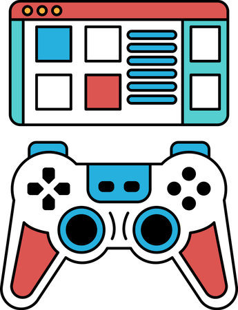 A black and white image of a video game controller with a screen behind it. The controller is the...