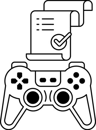 A black and white image of a video game controller with a piece of paper on top of it
