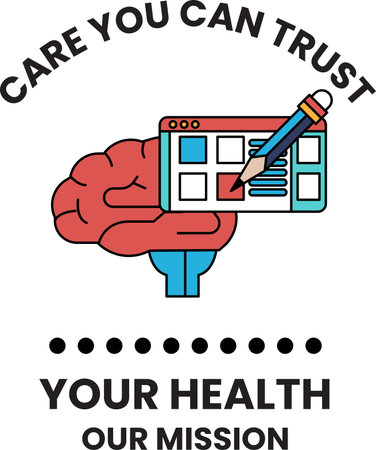 Handed brain holds digital tablet with pencil. Trust, health, and mission drive this symbol. Simple lines show smart care and thoughtful action. Ideal for wellness, education. Focus on care, clarityのイラスト素材
