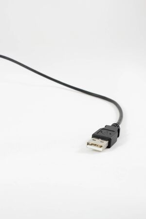 USB cable on white backgroundの写真素材