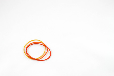 Rubber band on white backgroundの写真素材