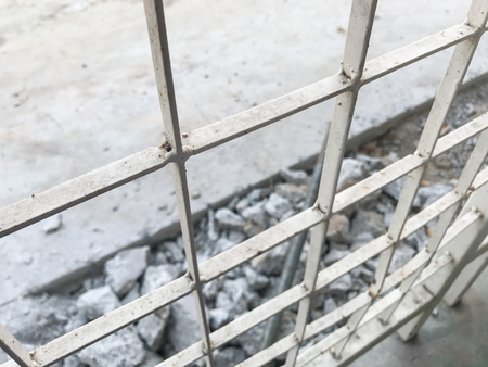 White square shape cage with blurry backgroundの写真素材