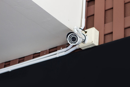 Security camera on the wall inside hotelの写真素材