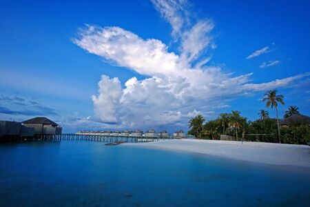 Beach and blue sky in Maldivesの写真素材