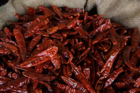 dried chili pepperの写真素材