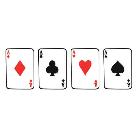 Set of Aces Diamonds Clubs Hearts Spades Playing Cardsのイラスト素材