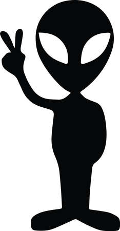 Funny Alien cartoon characters standing holding peace signのイラスト素材