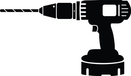 Power Drill Construction Tool Screwdriver Screws Cordless Battery Vectorのイラスト素材