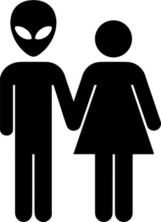 Alien Couple Funny Restroom Bathroom Sign Spaceのイラスト素材