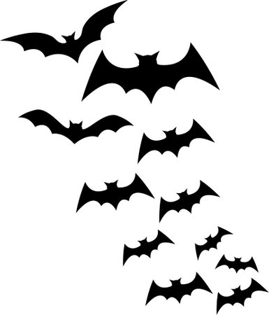 Swarm of Bats Spooky Animal Creepy Halloween Trick O Treatのイラスト素材