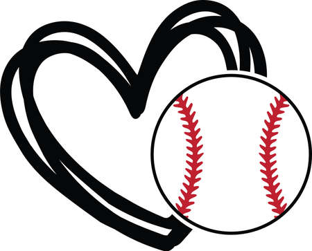 Baseball Stacked Hearts Monogram Frame I love Baseballのイラスト素材