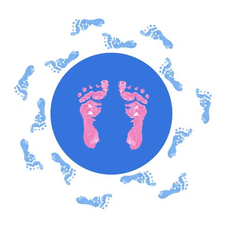 footprint illustration - concept finding right womanの写真素材