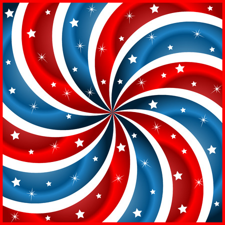 American flag background with stars and swirly stripes symbolizing 4th july independence dayのイラスト素材