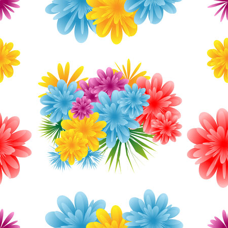 Seamless flower pattern on a white background.のイラスト素材