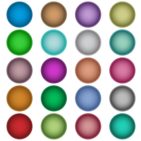 Textured web buttons in 20 assorted colors, scalable. Isolated on white.のイラスト素材