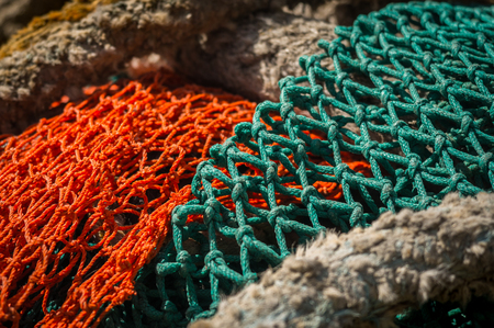 Closeup of colorful fish net