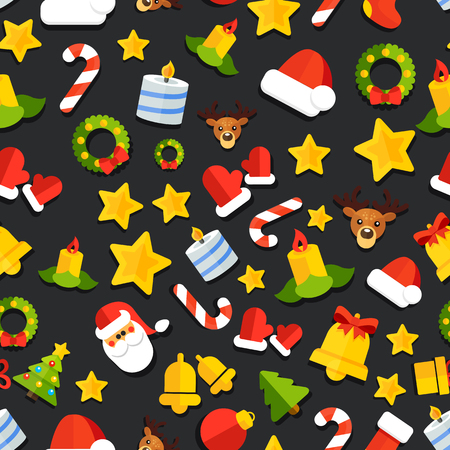 Seamless vector background with christmas elements in a flat styleのイラスト素材