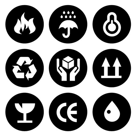 Cardboard Vector Black Icons Set Collectionのイラスト素材