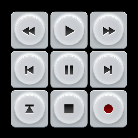 White plastic vector player navigation buttons setのイラスト素材