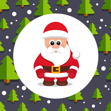 Seamless vector background with a Christmas illustration of Santa Claus in a flat styleのイラスト素材
