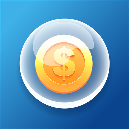 Vector Game Icon Bubble Gold Coin Money Bonusのイラスト素材