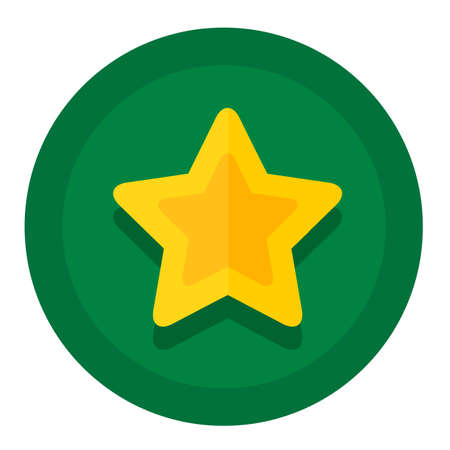Vector flat round button with a Christmas or New Year festive gold starのイラスト素材