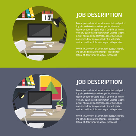 flat office computer illustrationのイラスト素材