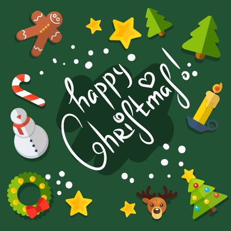 vector Set of Christmas icons in flat styleのイラスト素材