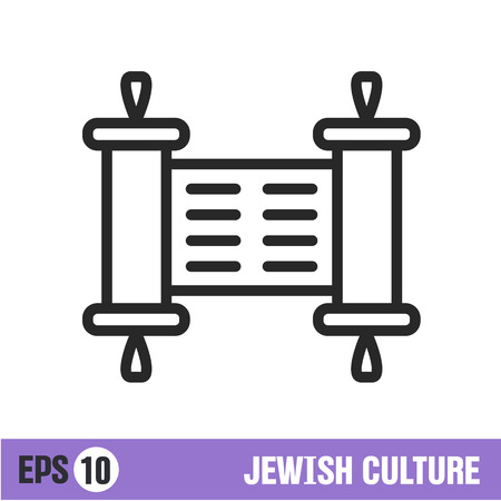 the linear vector icon Jewish culture  sign isolated blackのイラスト素材