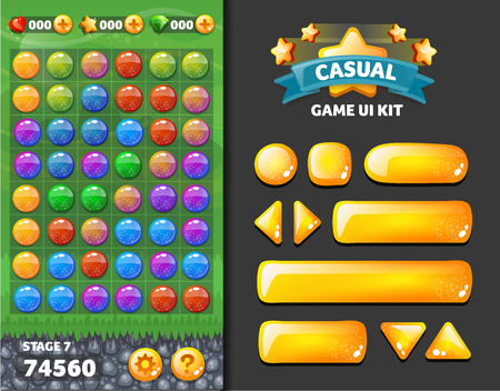 background and buttons for mobile game development, ui design kitのイラスト素材