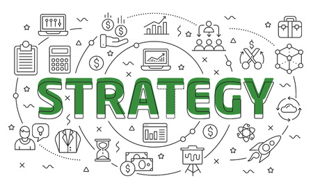 Linear illustration slide for the presentation strategyのイラスト素材