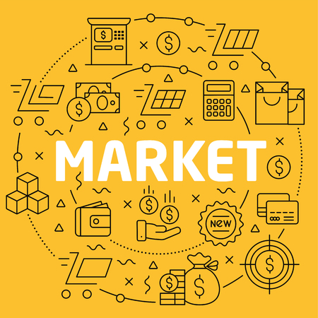 Linear illustration marketのイラスト素材