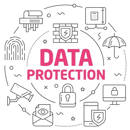 Lines illustration of  data protectionのイラスト素材