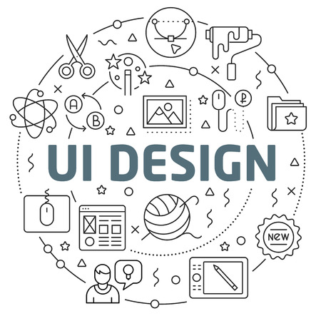Flat lines illustration for presentation and iconsのイラスト素材