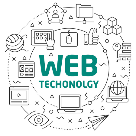 Flat lines illustration for presentation web technologyのイラスト素材