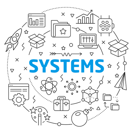 Flat lines illustration for presentation systemsのイラスト素材