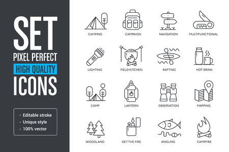 Set vector pixel perfect high quality lines iconsのイラスト素材