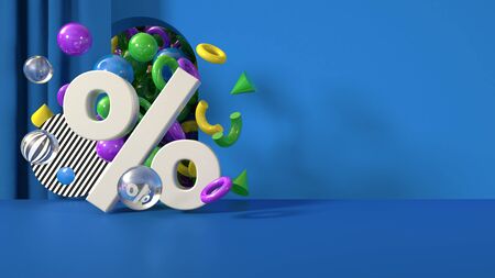 3D render banner discount interest percent saleの写真素材