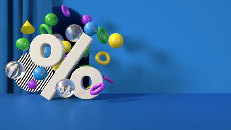 3D render illustration blue green yellow creative banner great sales mail templateの写真素材