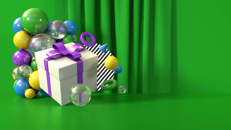 3D render illustration share gift banner templateの写真素材