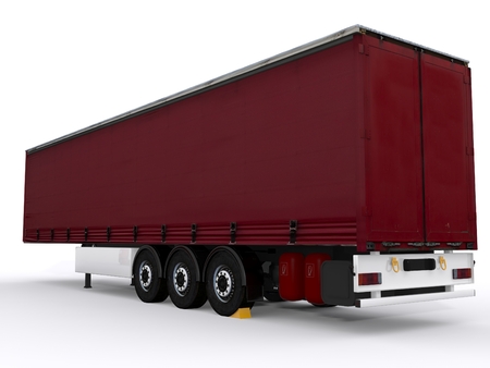 red curtainside trailerの写真素材