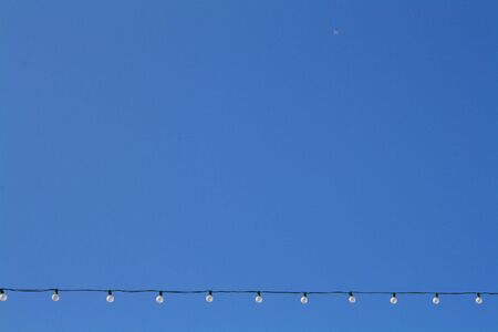 string of lights in the skyの写真素材