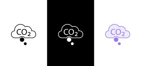 CO2 emissions icon sign vector. CO2 emission, reduction, neutrality concept vector flat icon set.のイラスト素材