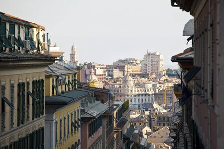 Genoa view. Old mediterranean italian city. horizontal shotの写真素材